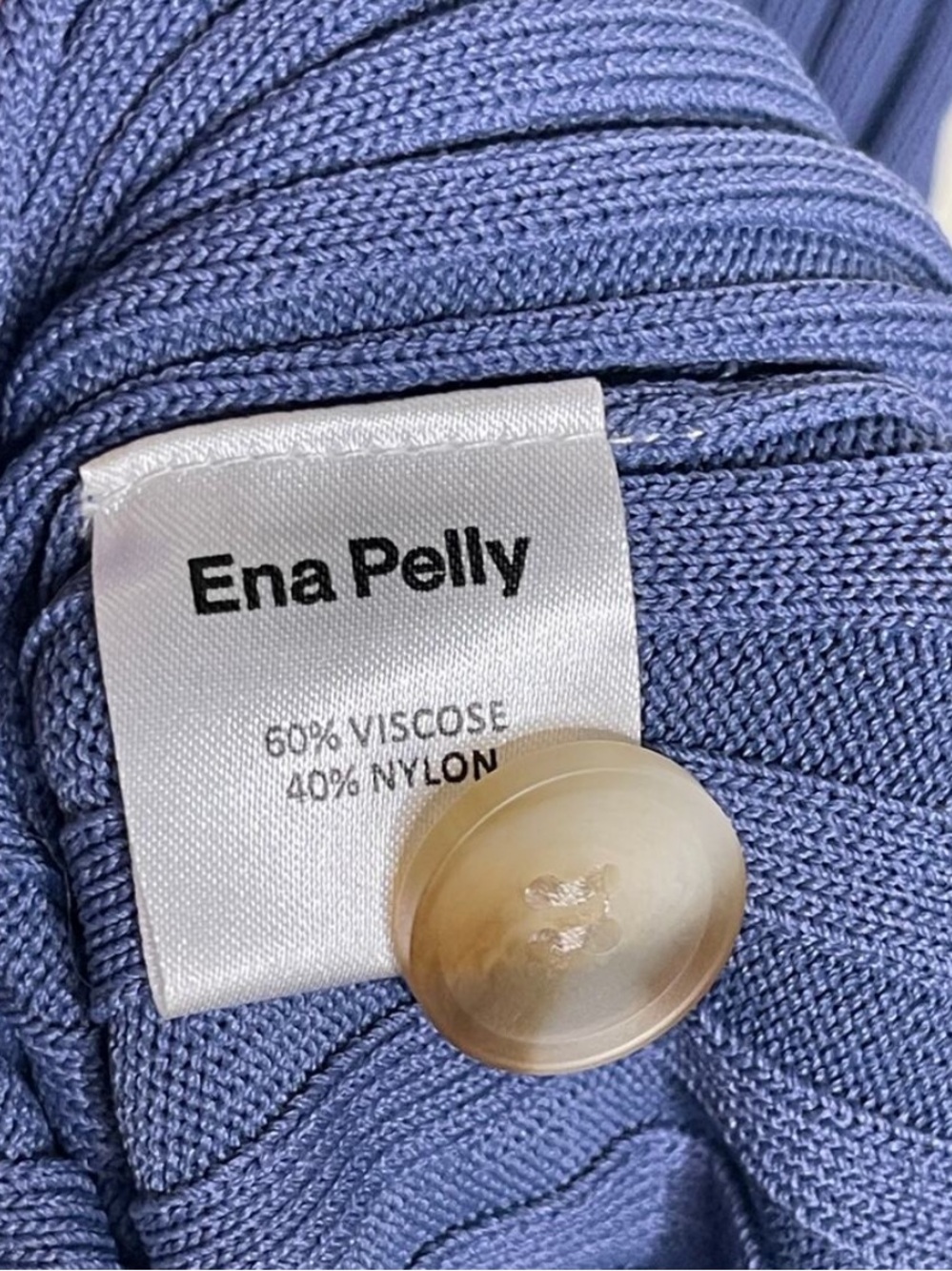 Ena Pelly Blue Ribbed Button-Front Midi Dress - Picture 2 of 3